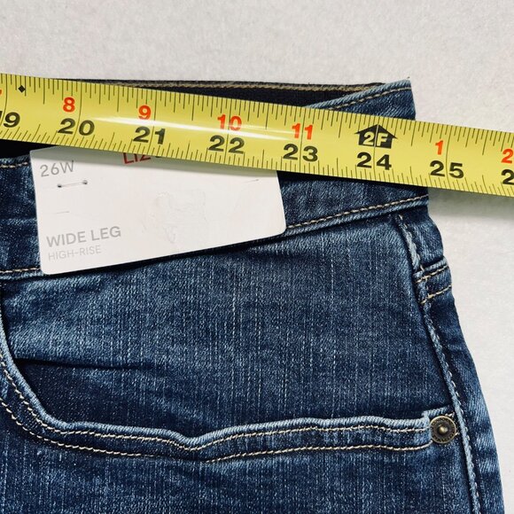 Liz Claiborne Women Wide Leg High Rise Stretch Blue Denim Jeans Plus Sz 26W NWT - Picture 9 of 12